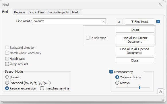 MS Word wildcard